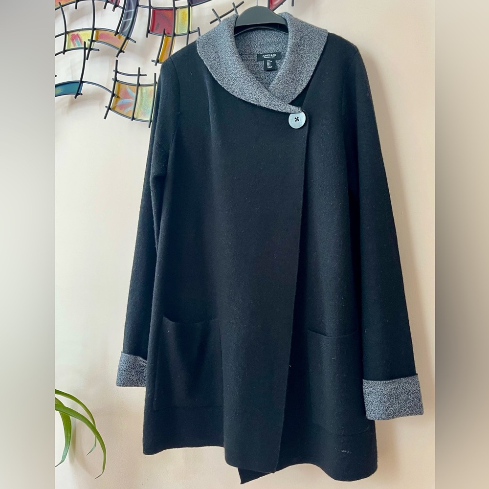 Jones & Co Wool Blend Single Button Sweater Jacket Size Large - Picture 3 of 7